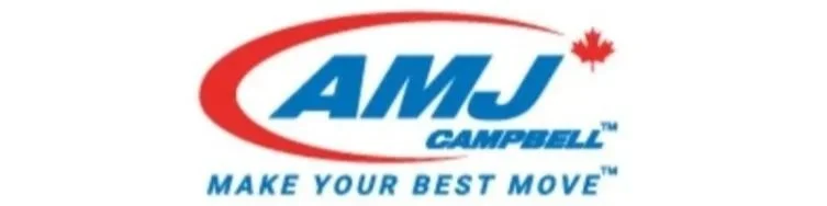 AMJ Campbell logo with red swoosh, a small maple leaf, and the slogan 'Make Your Best Move'