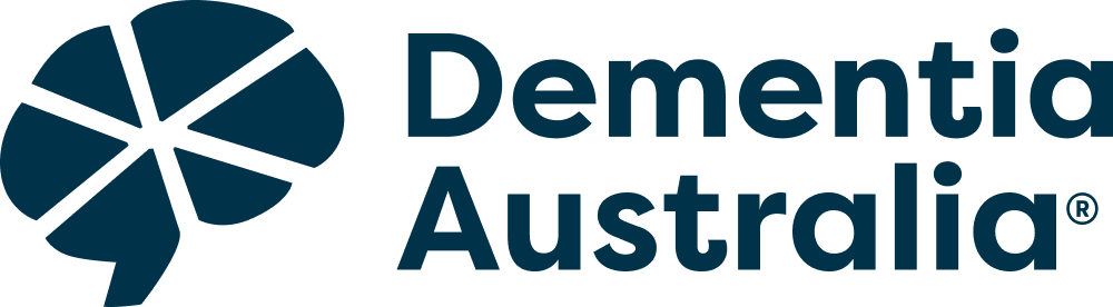 Logo of Dementia Australia with a stylized brain graphic and text.