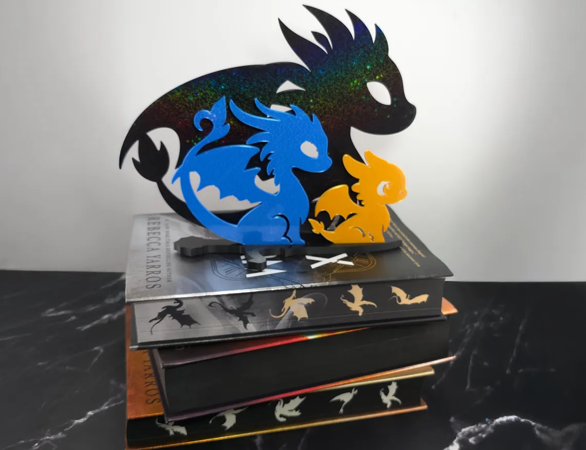 Fourth Wing Dragon Family Bookshelf Decor