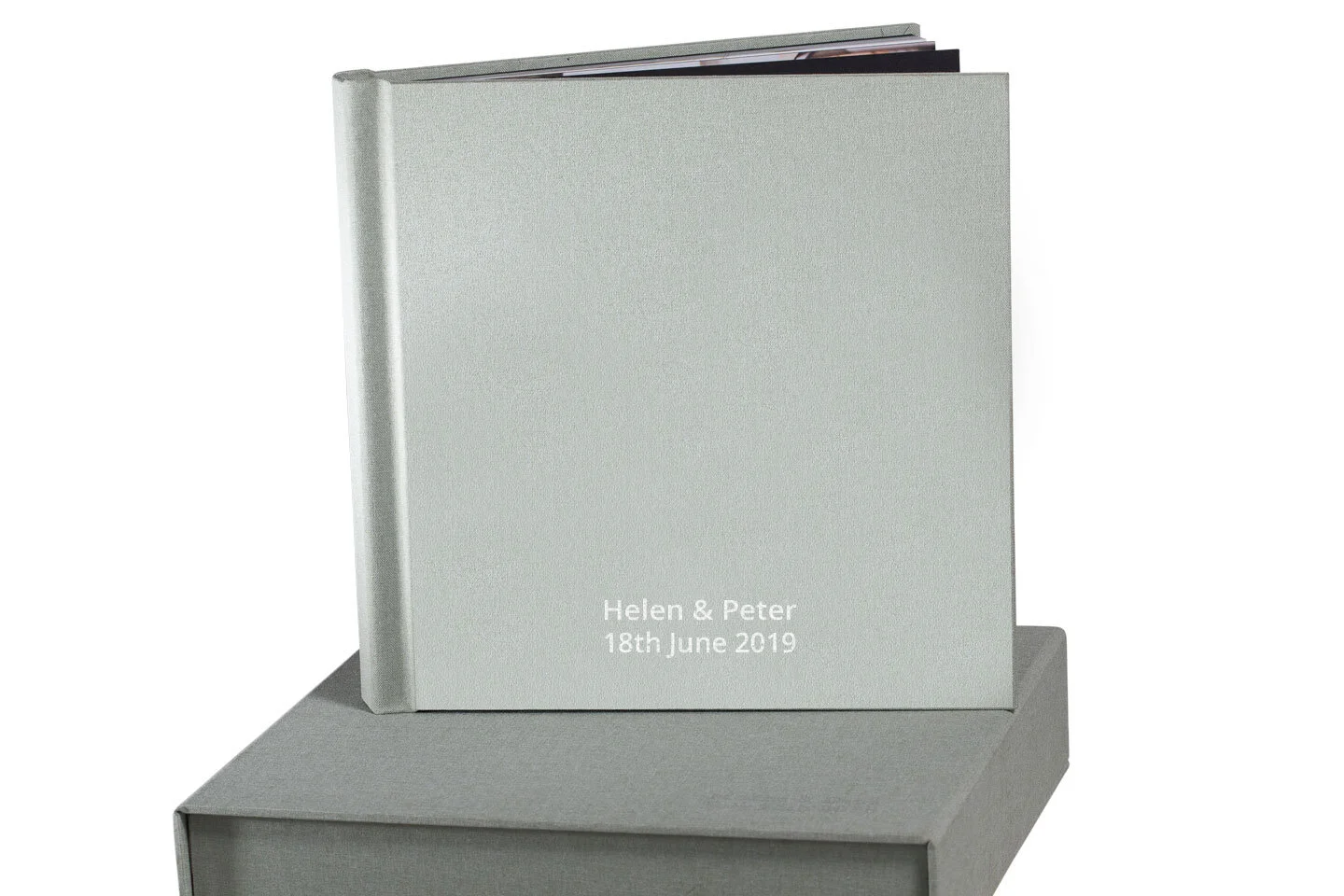 wedding photo album name embossing