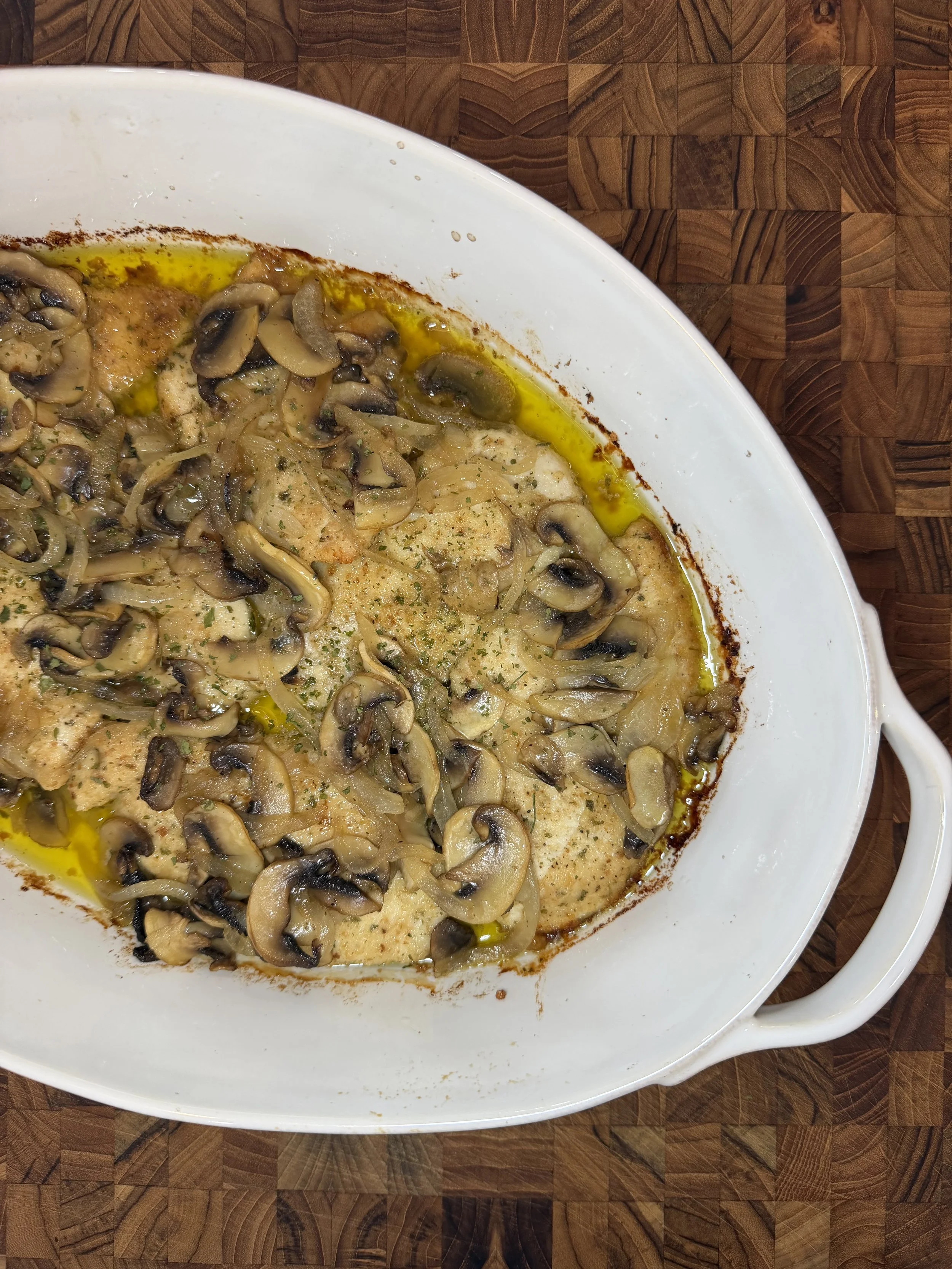 Oven-Baked Chicken Cutlets &amp; Mushrooms
