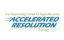 Logo for The Rosenzweig Center for Rapid Recovery featuring 'Accelerated Resolution' therapy in blue text.