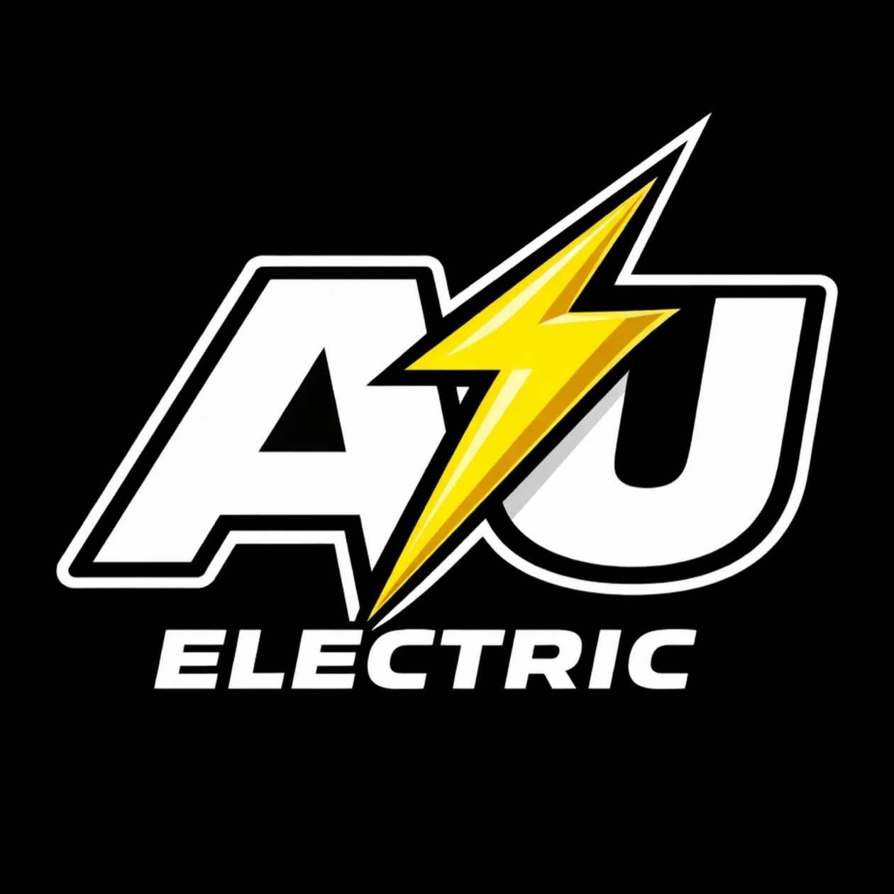 A logo with the text 'AU' and a yellow lightning bolt, with the word 'ELECTRIC' underneath, on a black background.