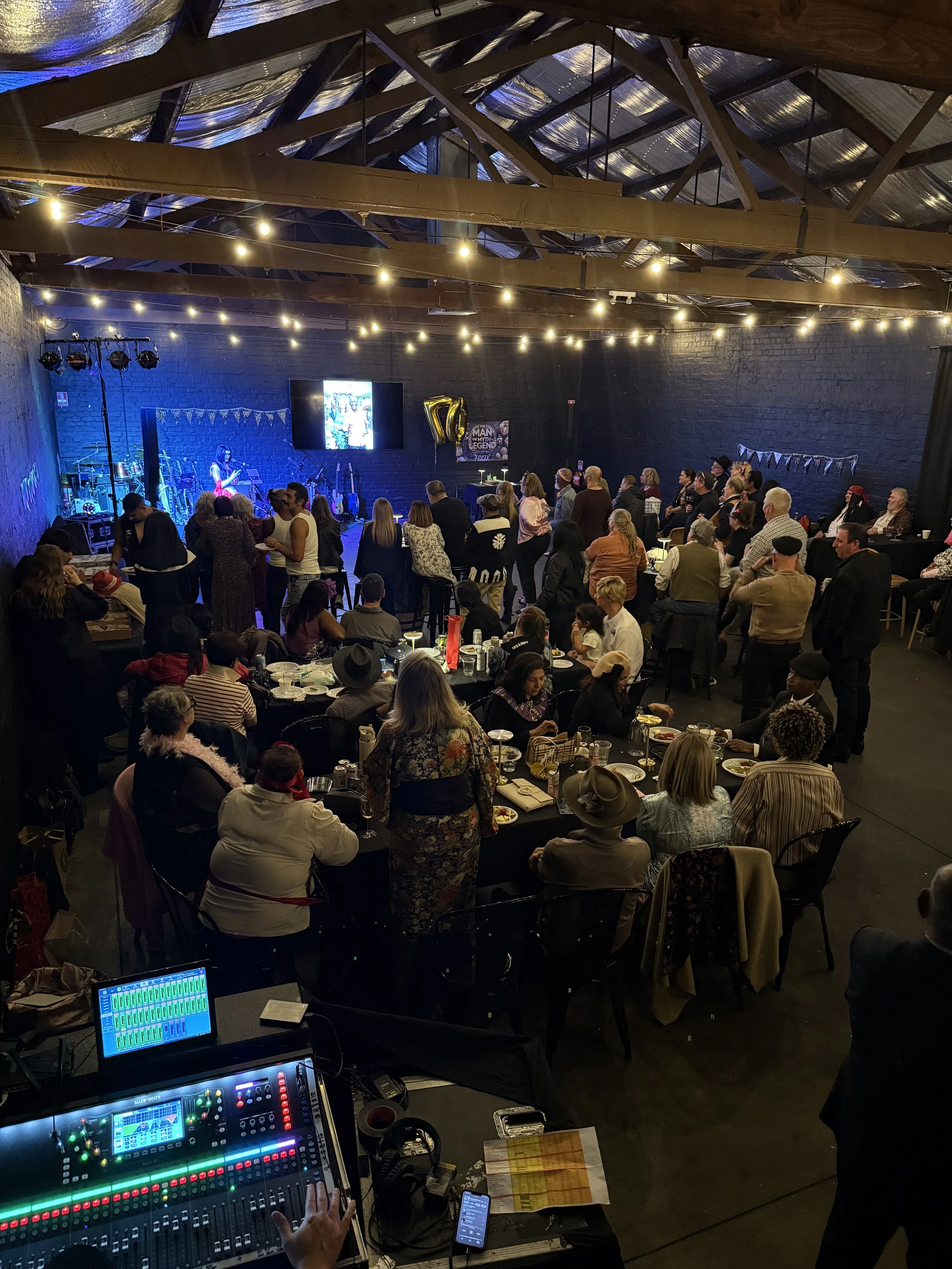 Guests seated at tables for a function at Warehouse 16