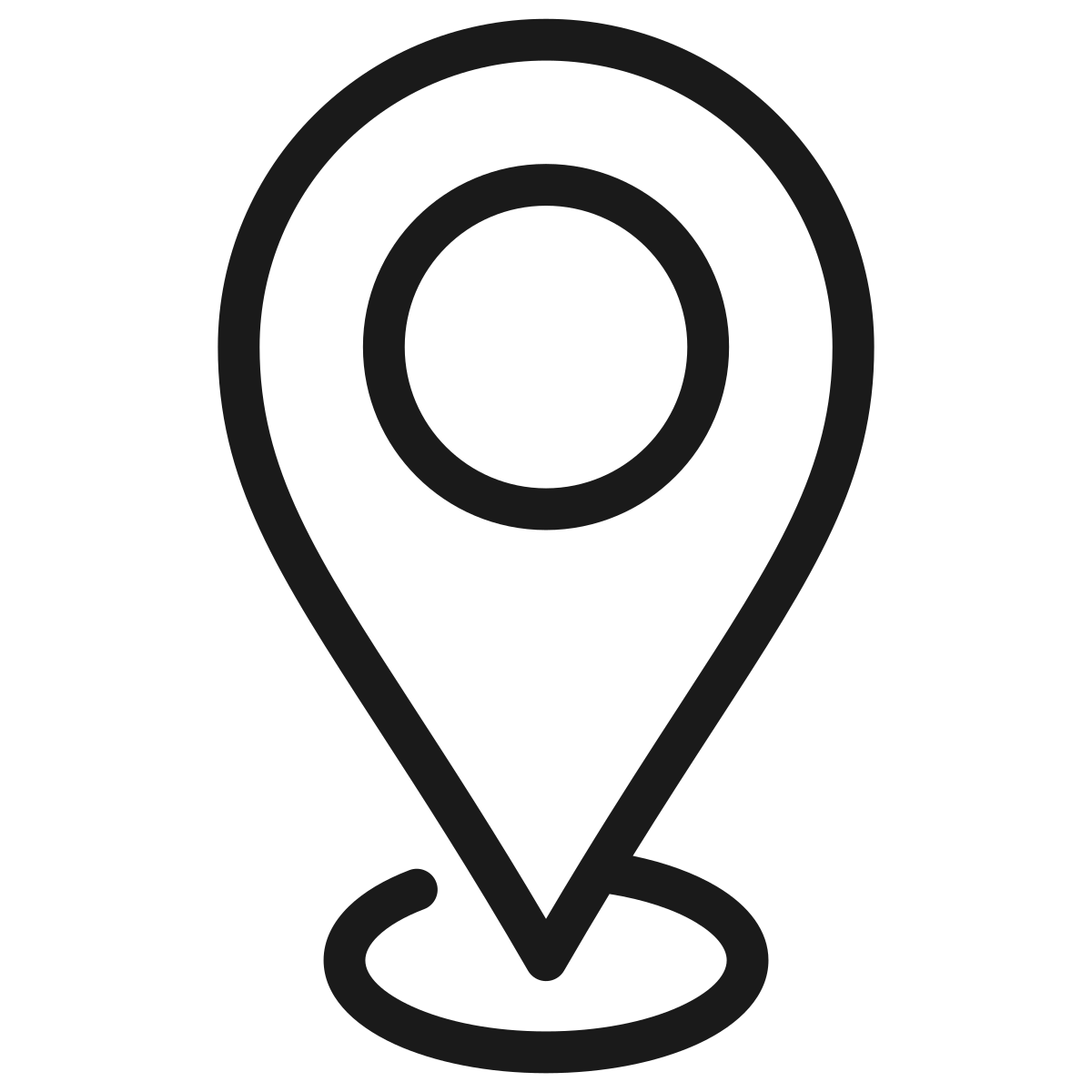 Map pin icon indicating location or direction.