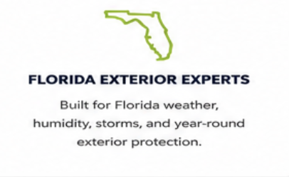 Map of Florida with company name Florida Exterior Experts and description of weather protection services.