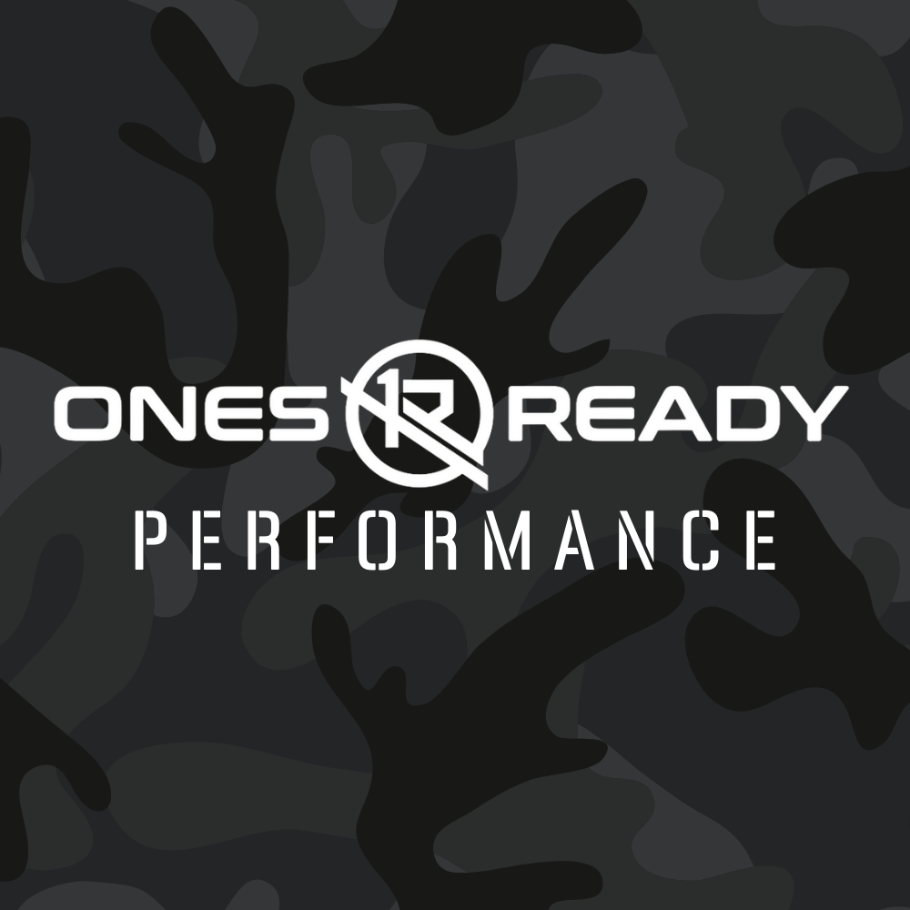 Black and gray camouflage background with the text 'ONES READY PERFORMANCE' and a stylized logo in the center.