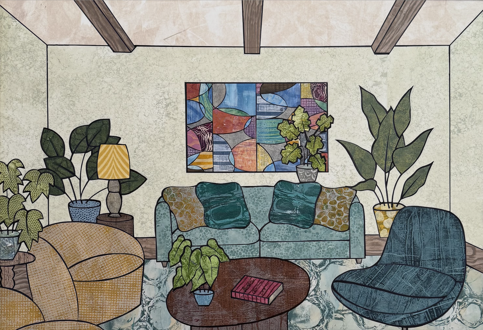 Den with Teal Couch