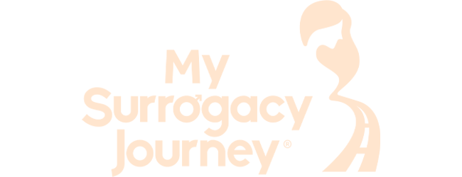 Illustration of a woman with a headscarf, representing a surrogate mother, with text saying "My Surrogacy Journey."