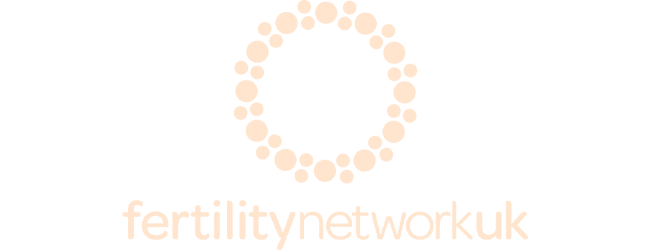 Logo with a circle of dots and the text 'fertilitynetworkuk' beneath it.