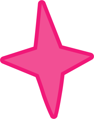 A pink, four-pointed star with a dark pink outline.