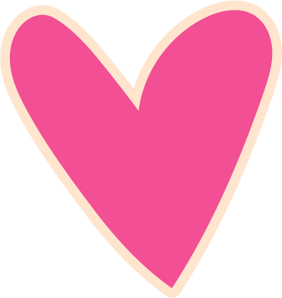 Pink heart with a cream-colored outline