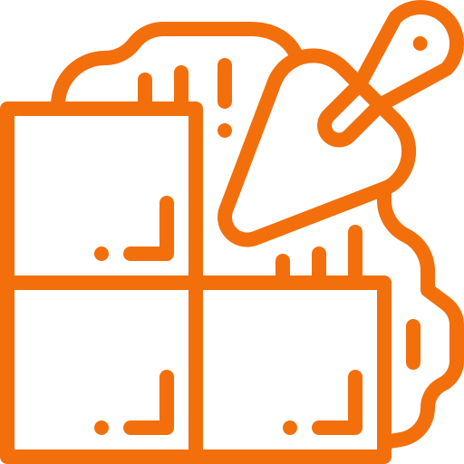 A neon orange outline of a gift box with four sections, topped with a bow, and a price tag attached to it.