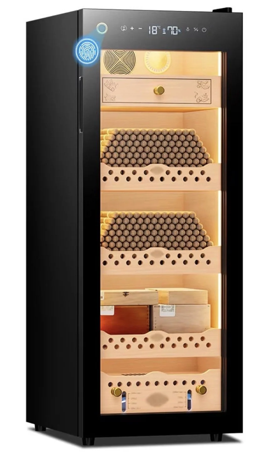110C CIGARO Constant Temperature and Humidity Compressor Refrigeration Cedar Wood Electric Cigar Humidor Cabinet