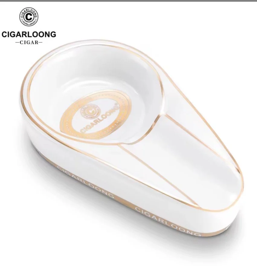 CIGARO Custom Logo Creative Cigar Ashtray Single Slot Cigars Ceramics AshTray for Outdoor Use