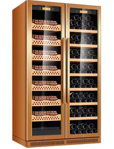 Cigaro H320S Double Door Model Temperature Humidity Control Wine Cooler and Cigar Humidor Cabinet