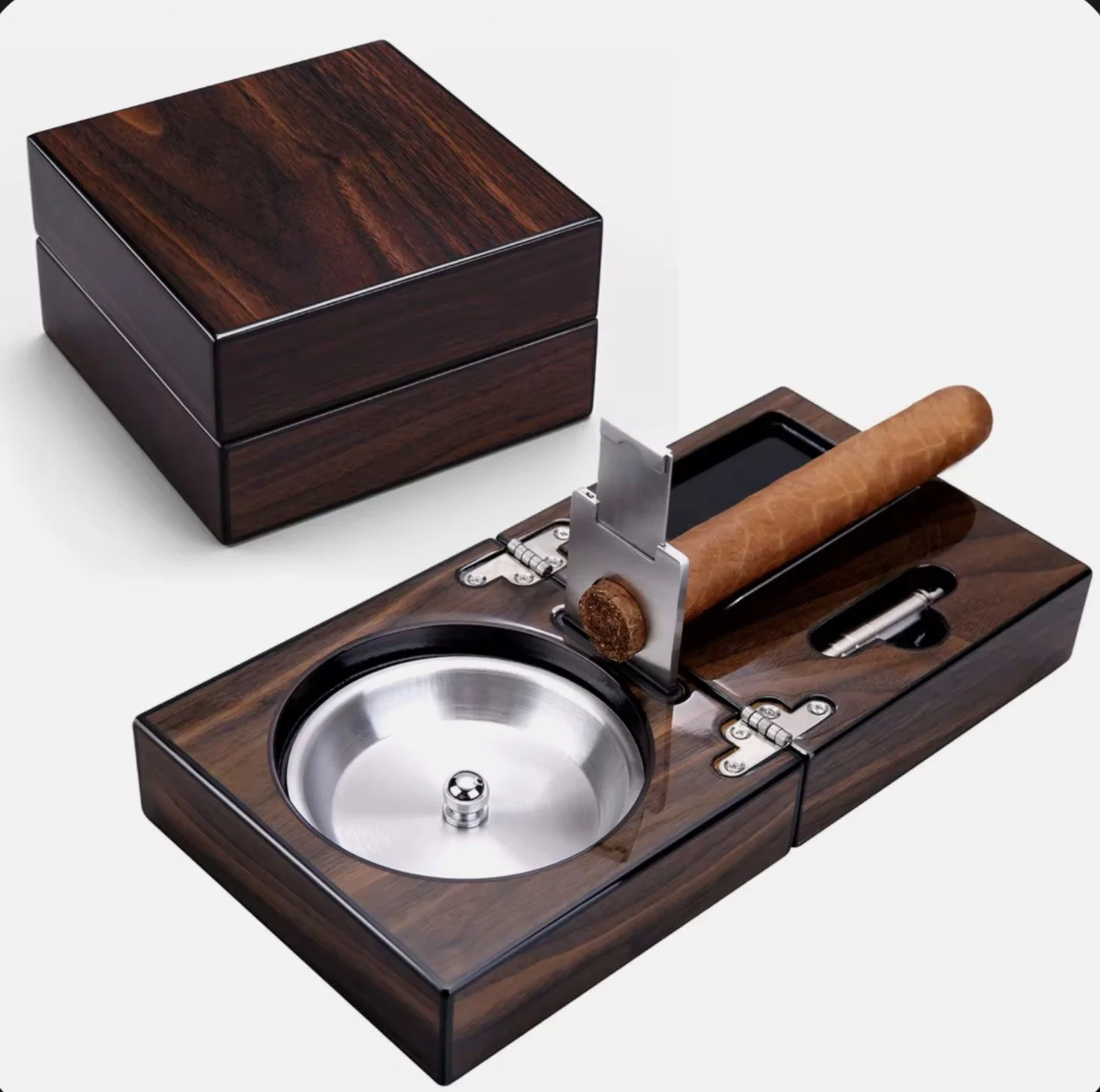 Classic Retro Cigar Ashtray Whiskey Cup Holder Cigar Whiskey Glass Ashtray Home Decorative Multi-function Folding Cigar Ashtray