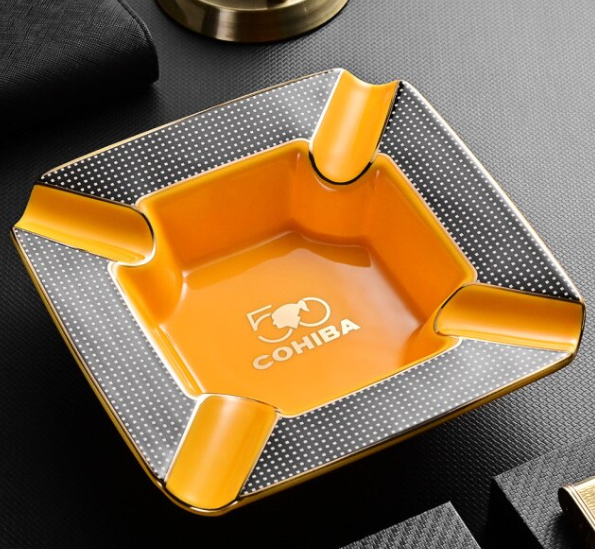 COHIBA cigar ashtray 4 cigar holder ceramic ashtray cigar ashtray large indoor outdoor ashtray with gift box