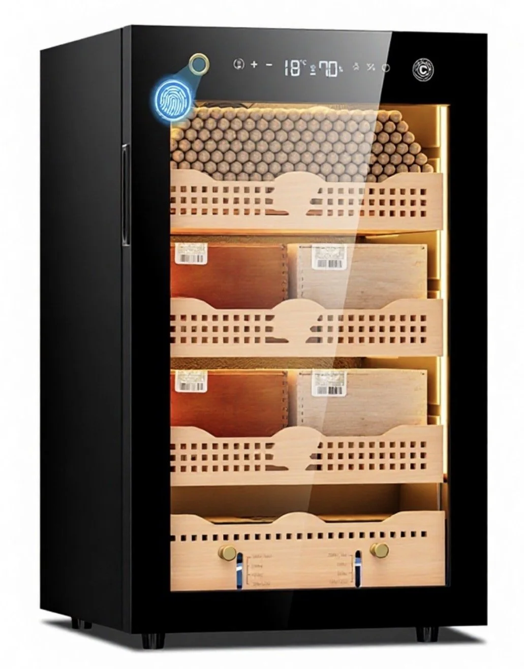 28C CIGARO Popular Constant Temperature and Humidity Compressor Air-cooled Cedar Wood Cigar Humidor Cabinet with WIFI