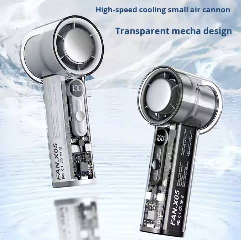 New Transparent Mecha High-Speed USB Turbo Fan Foldable Semiconductor Cooling Brushless Motor Outdoor