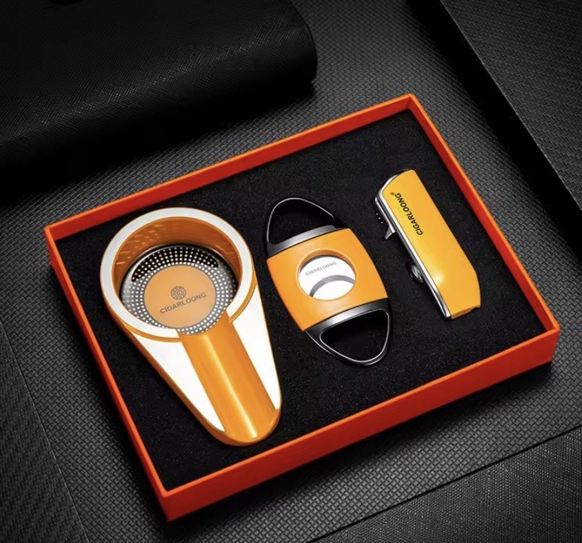 Cigar Cigarette Set, Sharp Cigar Cutter Ashtray Multifunctional Lighter Set