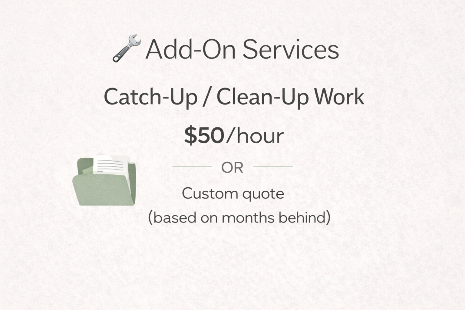 Catch-Up / Clean-Up Work