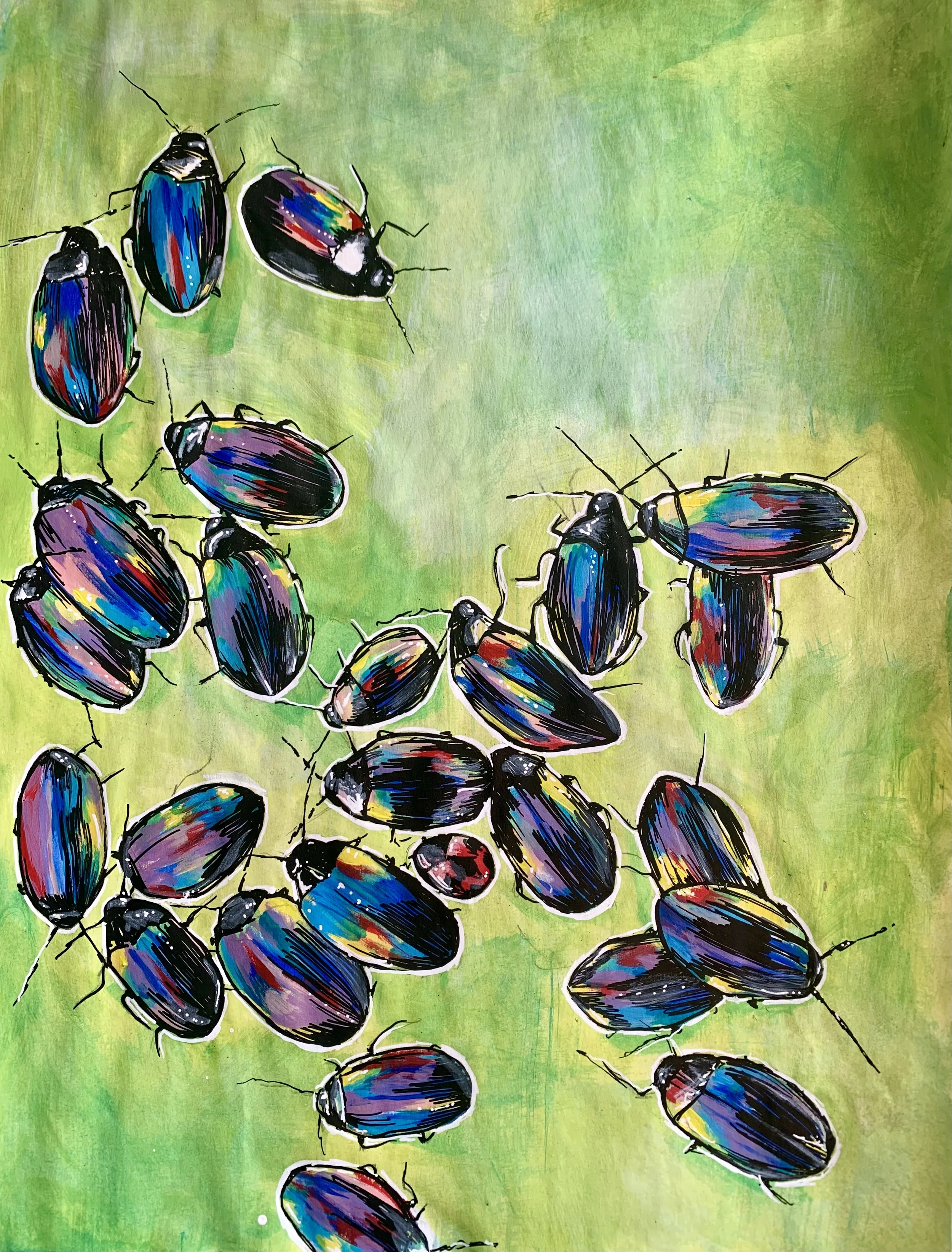 Untitled, 2020. 8.5x11 in, Acrylic and acrylic markers on paper.