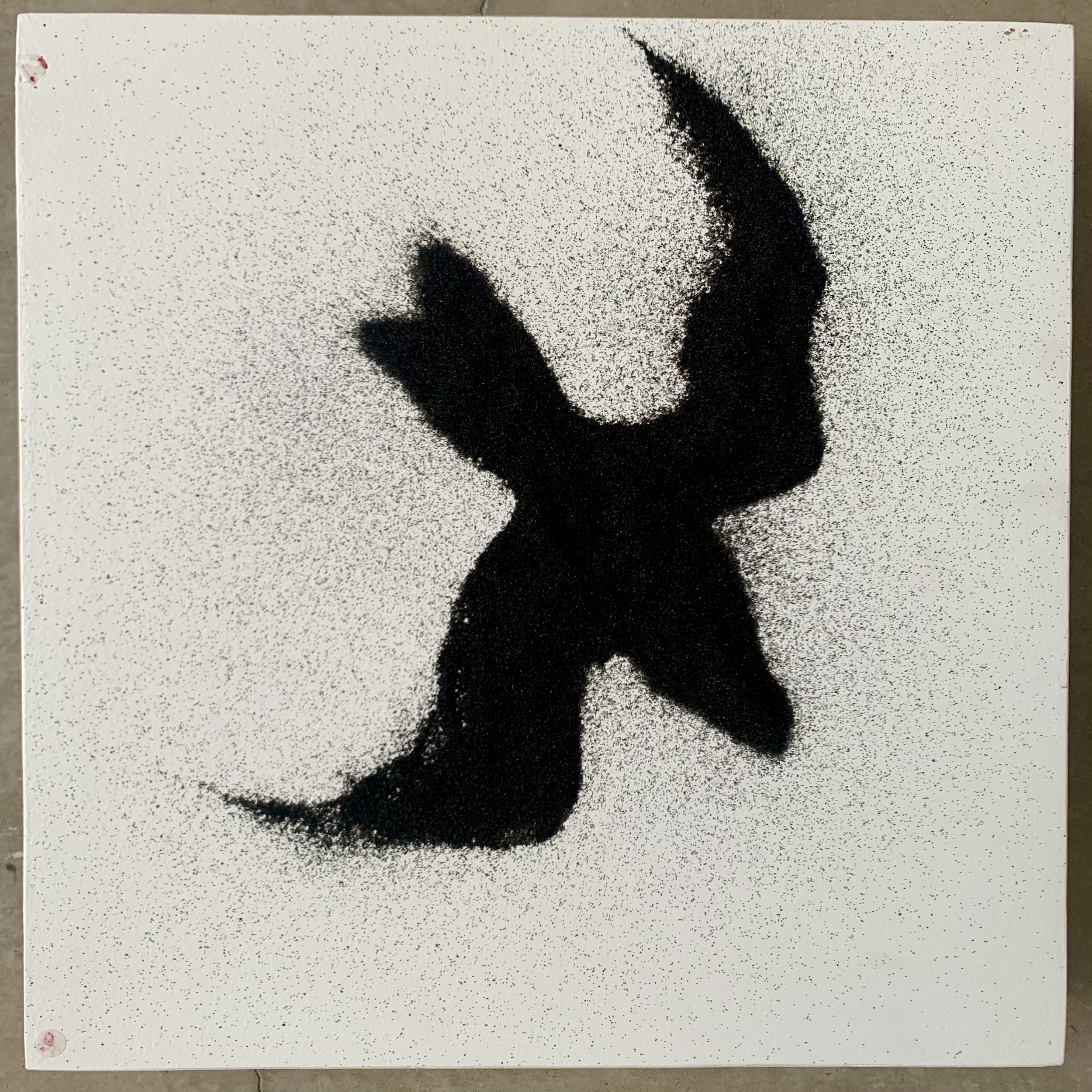 Mirror Spider, 2023. Lost wax aluminum, yarn, styrofoam, beads, pins, sand