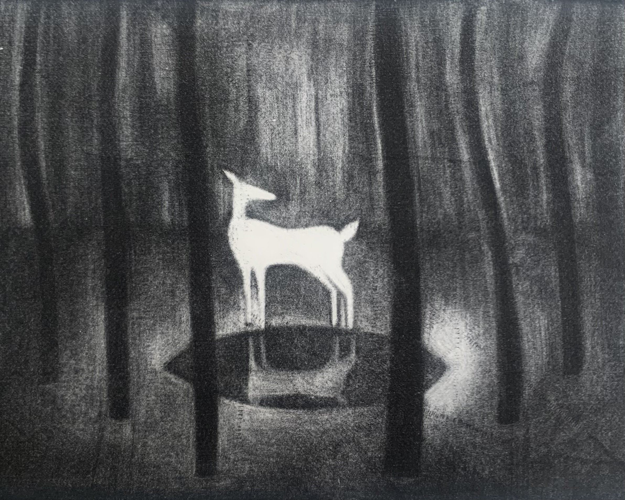 Solitude (Black & White), 2024. 10x7.5 in, Mezzotint