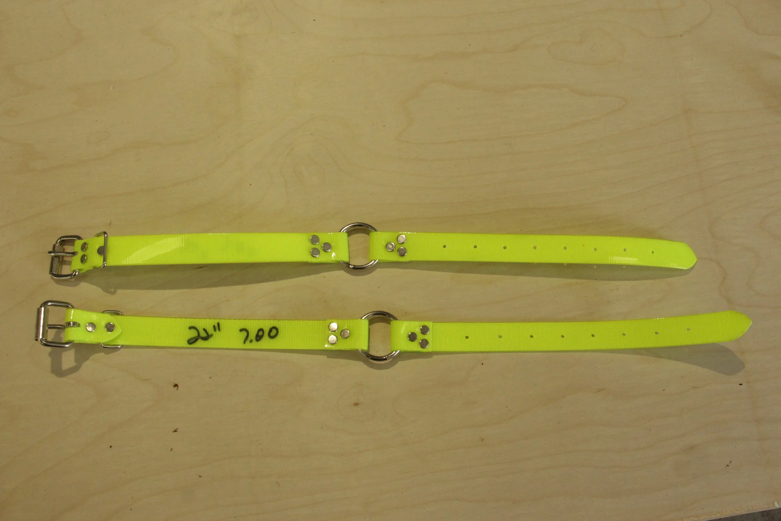 Overstock Safety Yellow 1" Biothane Collar22"