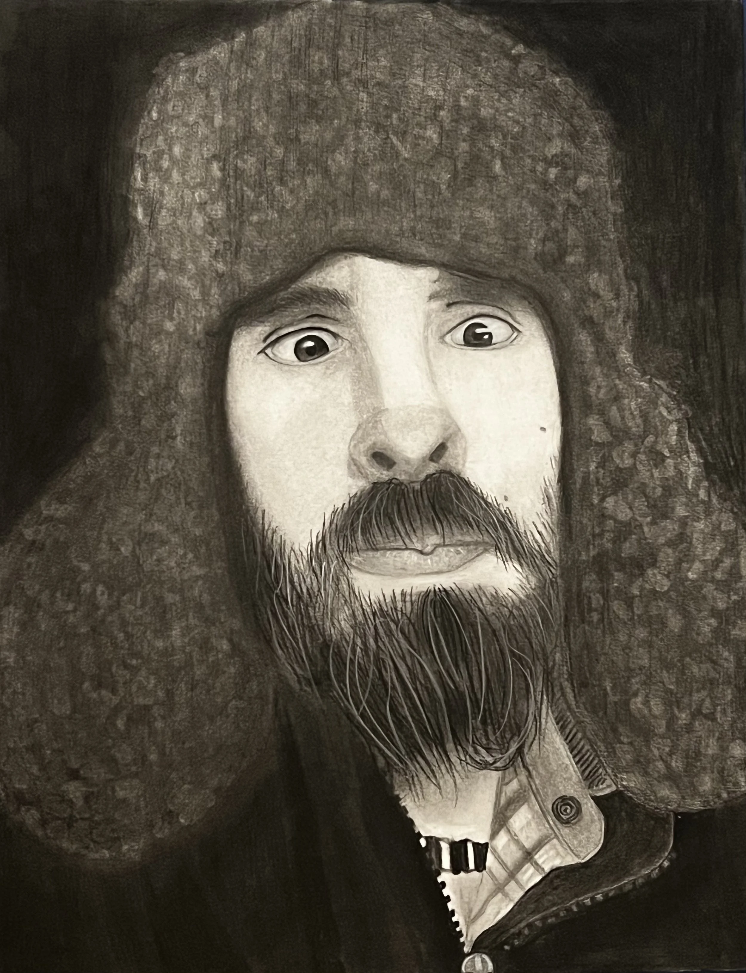 Made Kin, 2024, charcoal on bristol paper, 12" x 15"