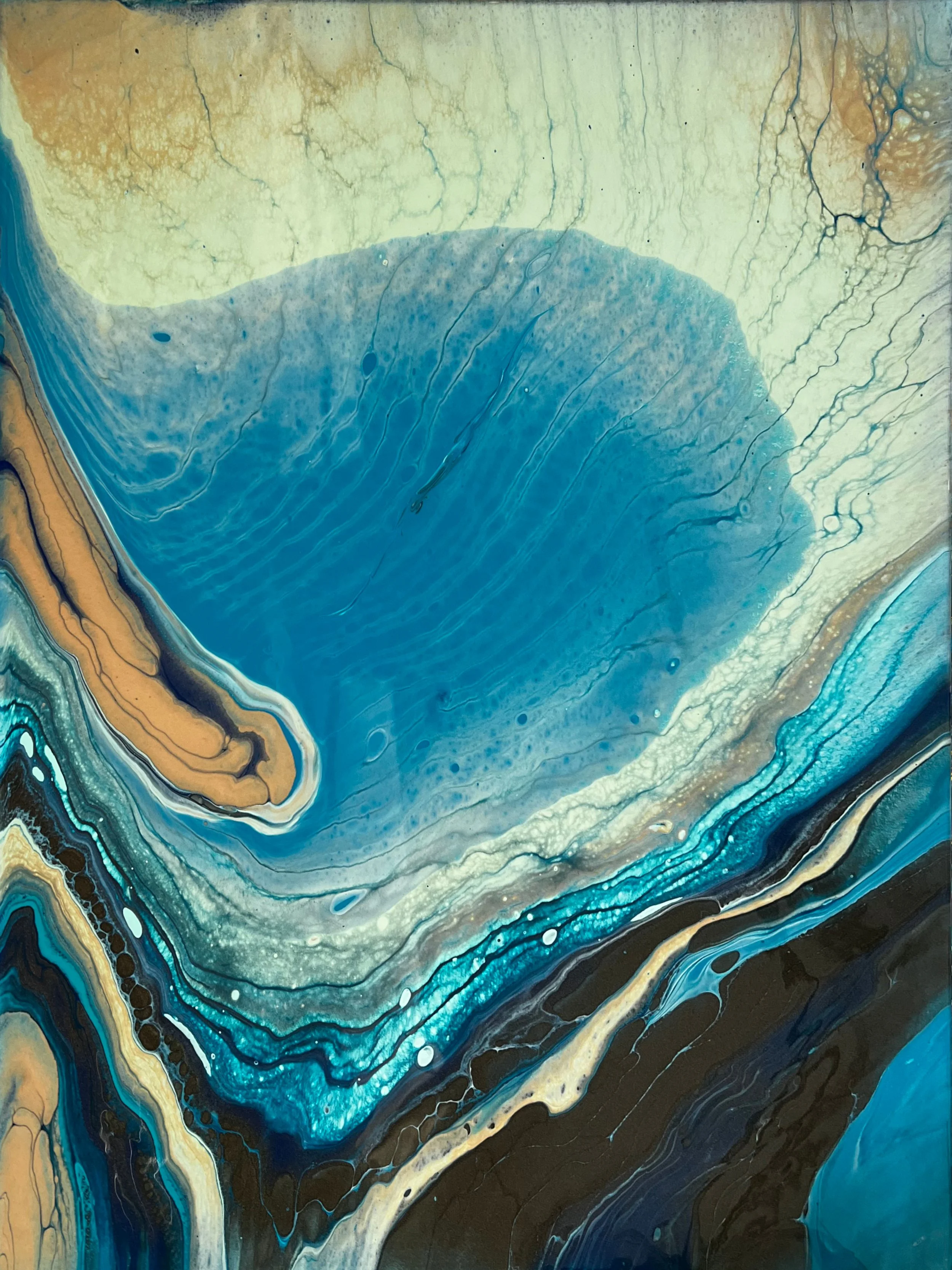 At The Surface, 2023, acrylic paint on canvas, 16" x 20"
