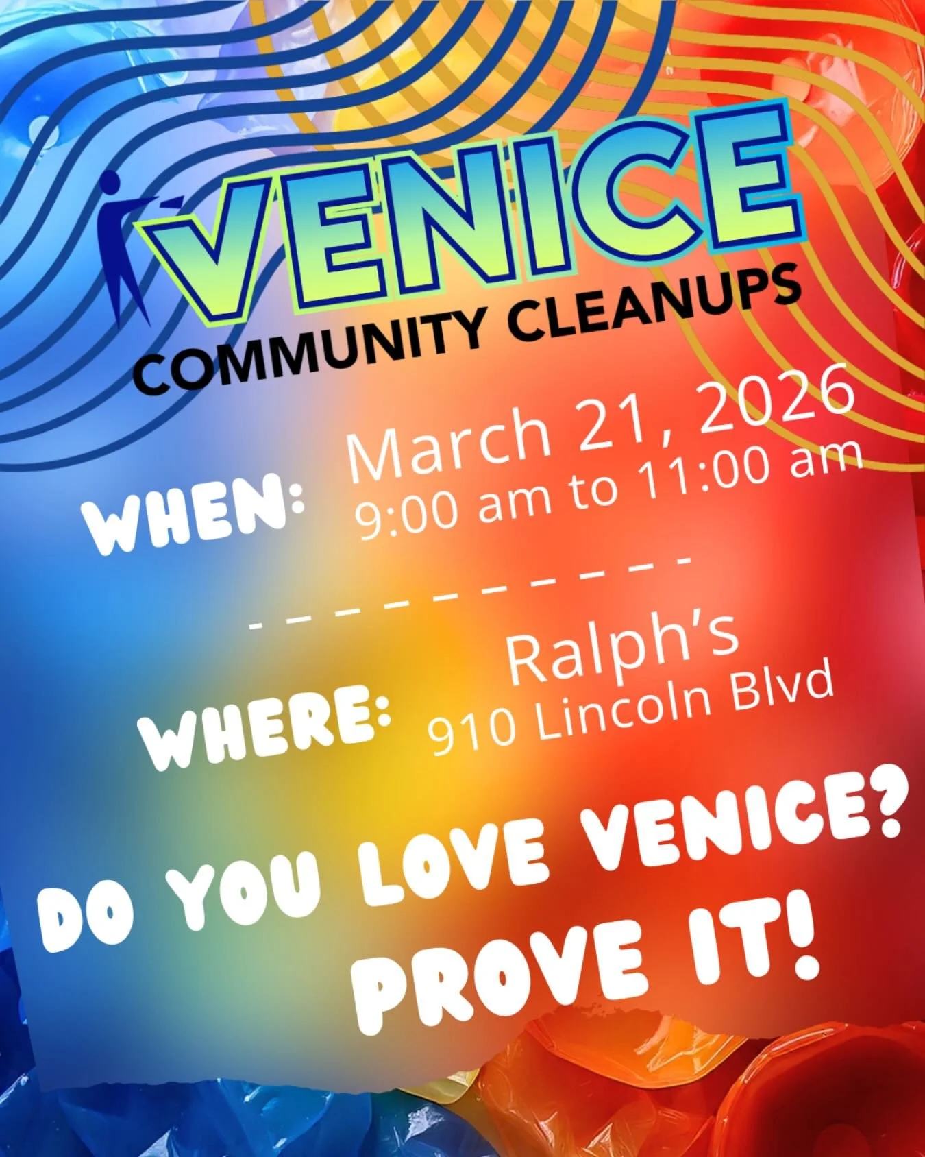 ✨🌼Spring cleaning isn&rsquo;t just for closets 🌼✨ 

Join us for a Venice community trash cleanup and help make our neighborhood shine!

When?
March 21, 2026 from 9:00 AM &ndash; 11:00 AM

Where?
Meet us at Ralph&rsquo;s (910 Lincoln Blvd, Venice, C