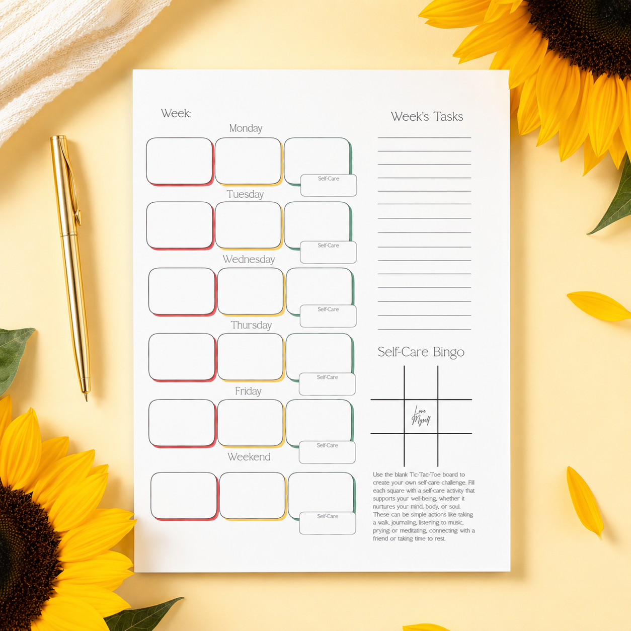 Bloom & Balance Weekly Planning Notepad