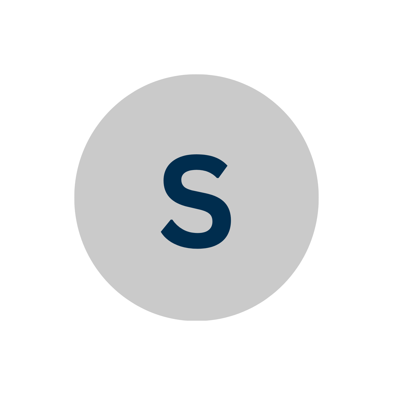 The image shows a gray circle with a large navy blue letter "S" in the center. Around the circle, there are various labels including "Speed," "Steering," "Traction," "Power," "Efficiency," "Control," "Durability," "Comfort," and "Performance." These labels are arranged radially around the circle.