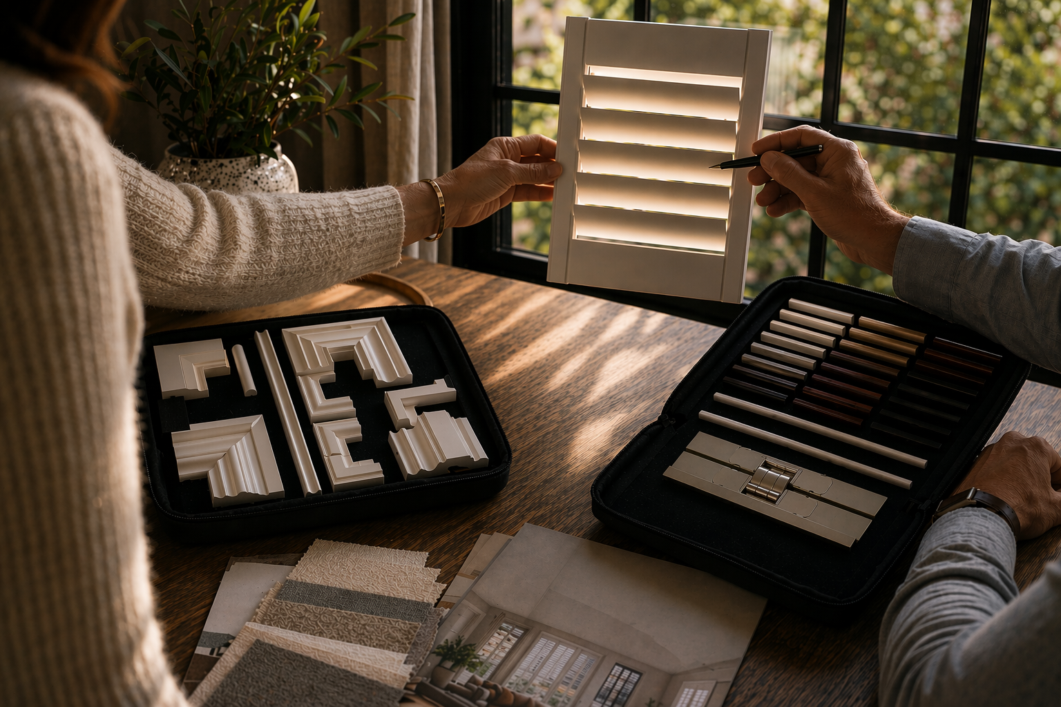 In Home Consultation - Viewing shutters, blinds, browsing color & texture.