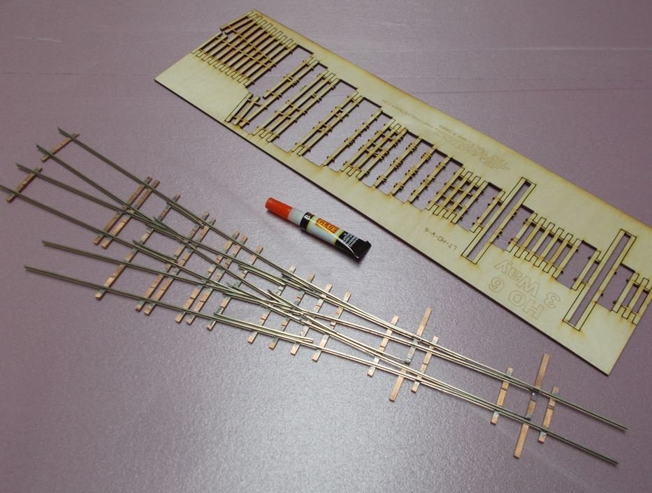 Code-55 3-way turnout (intermediate)