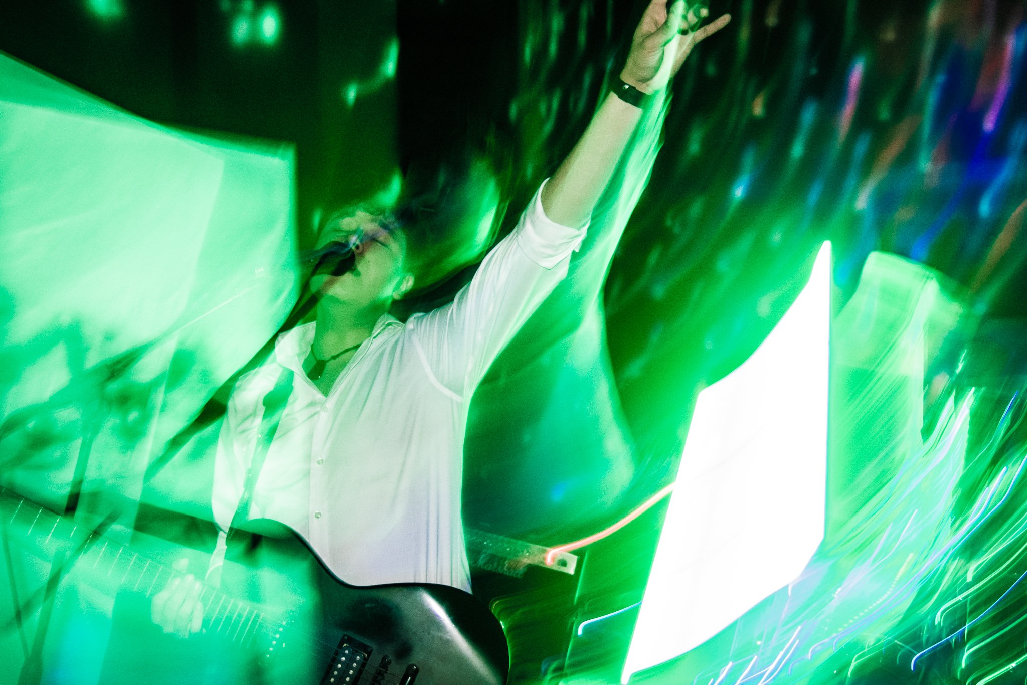 Drew drowning in the lights.