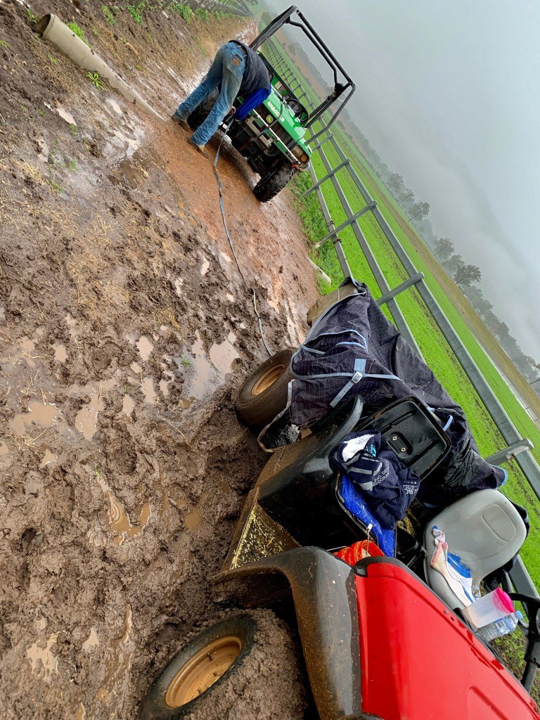 Bei so viel Regen und Matsch bleibt man eben auch mal stecken
