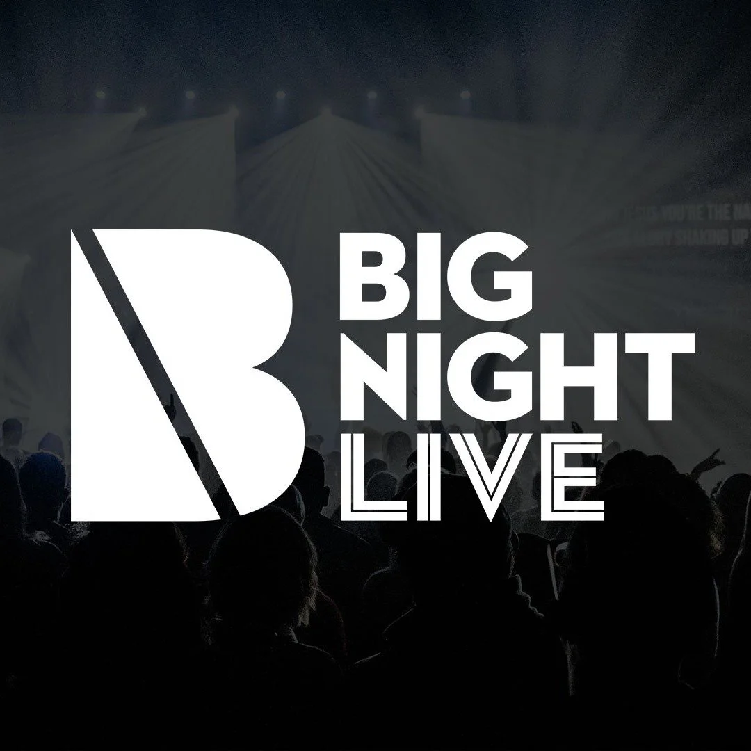 Logo for Big Night Live featuring a stylized letter B and a crowd with a stage in the background.