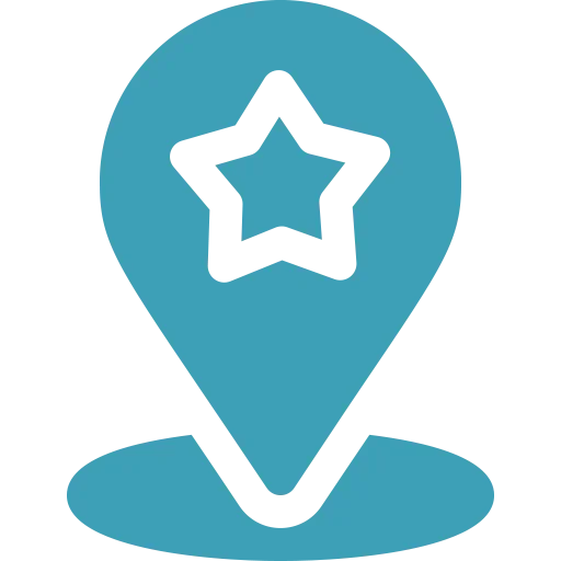Map pin icon with a star inside, indicating a location of importance or a favorite place.