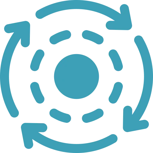 Circular flow diagram with arrows indicating cyclical movement