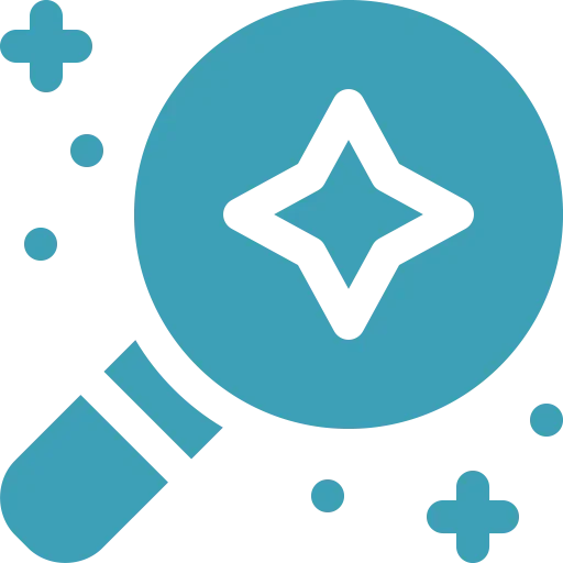 Icon of a magic wand with sparkles around it.