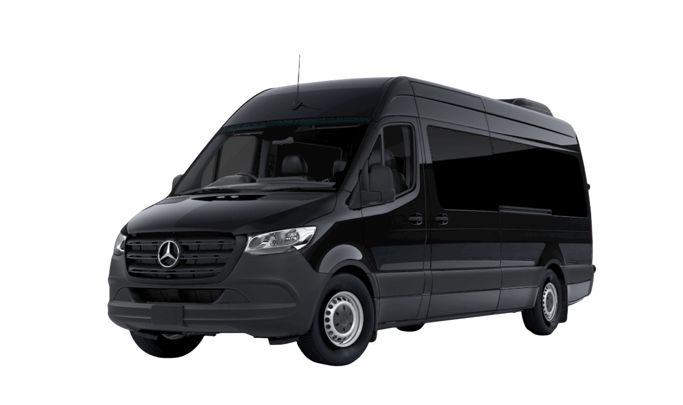 Black Mercedes-Benz Sprinter van with extended high roof