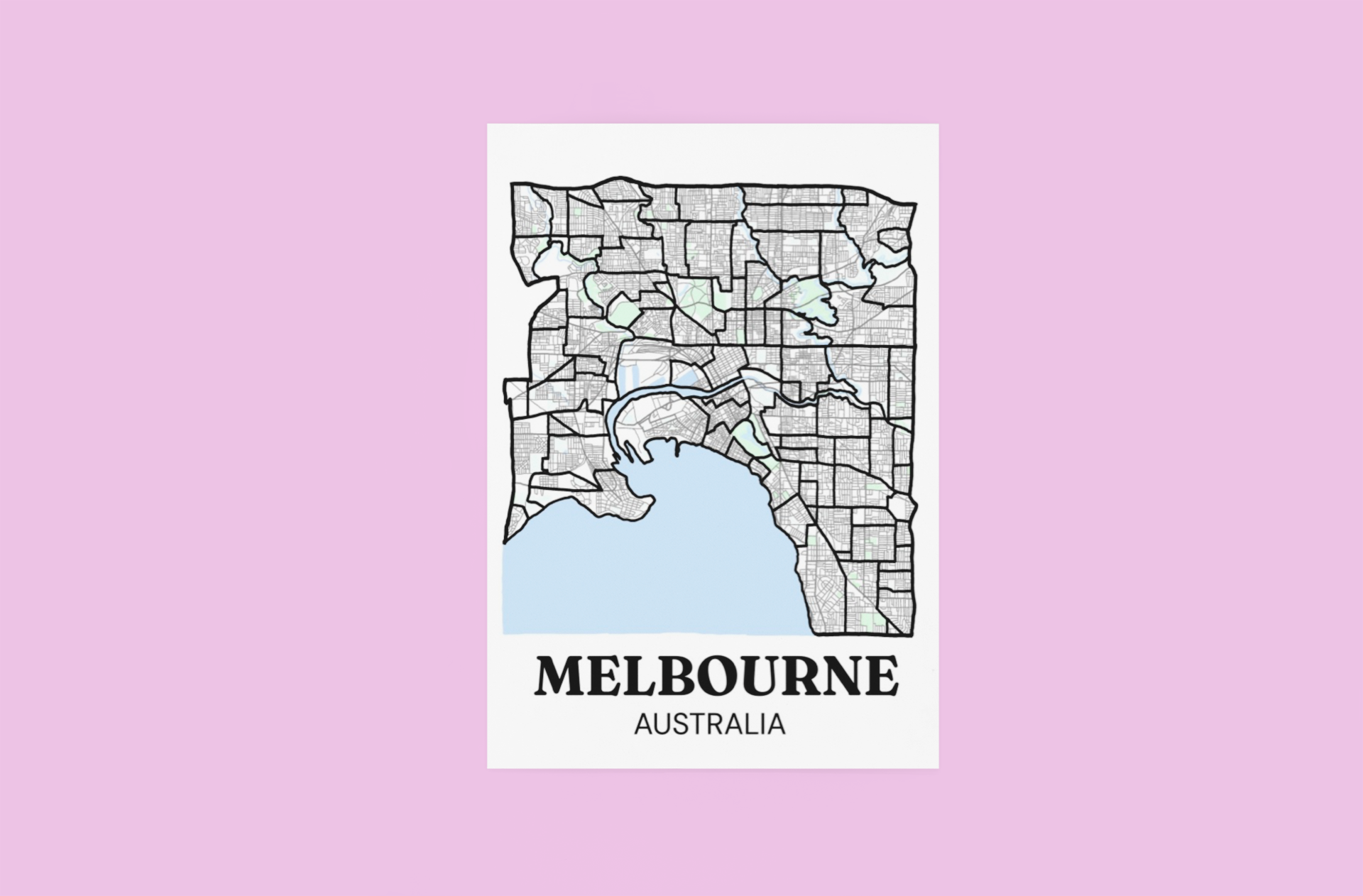 Unframed Melbourne City Map Poster — Inner Suburbs Edition
