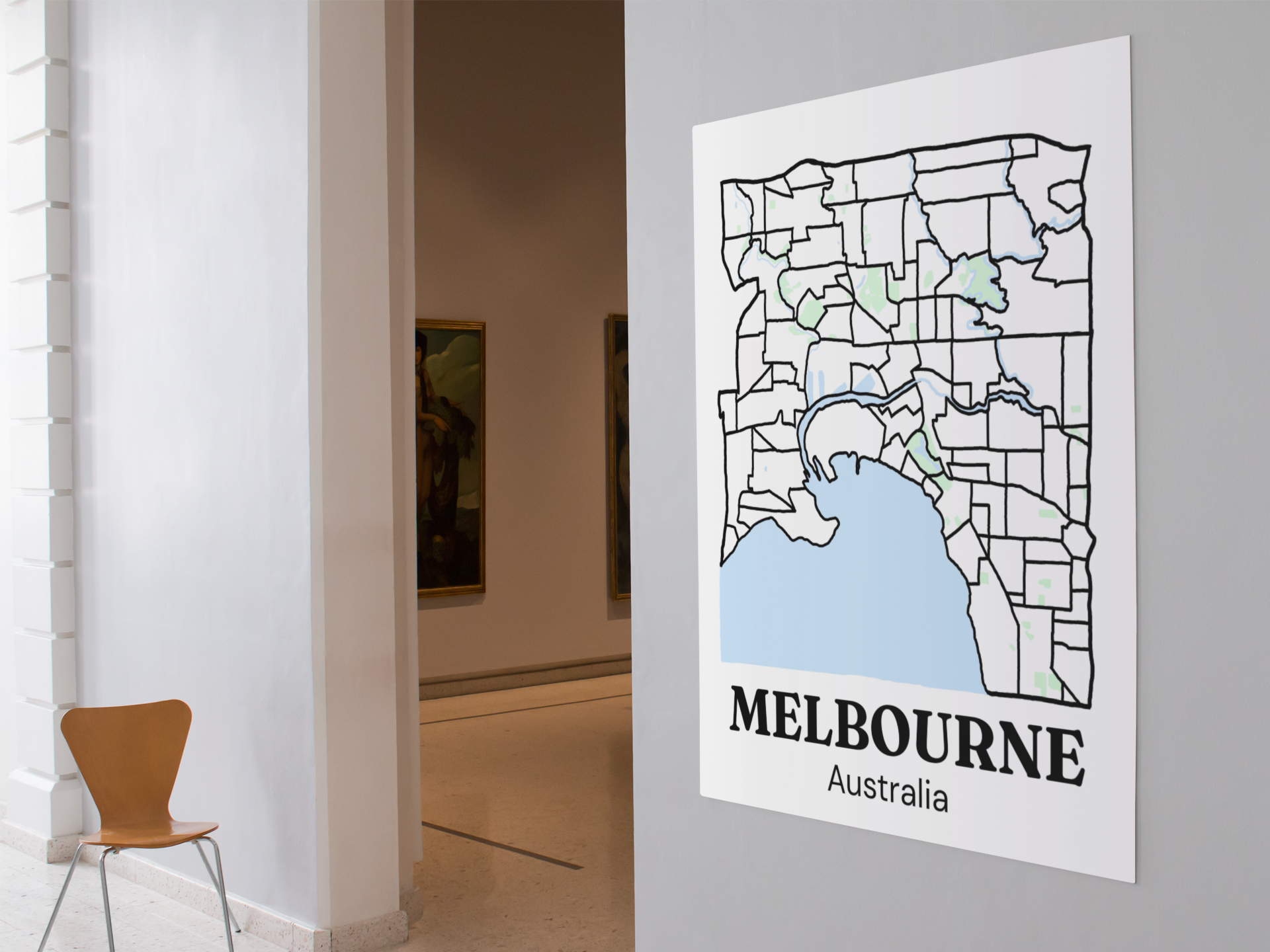 Unframed Melbourne City Map Poster — Bare Inner Suburbs Edition