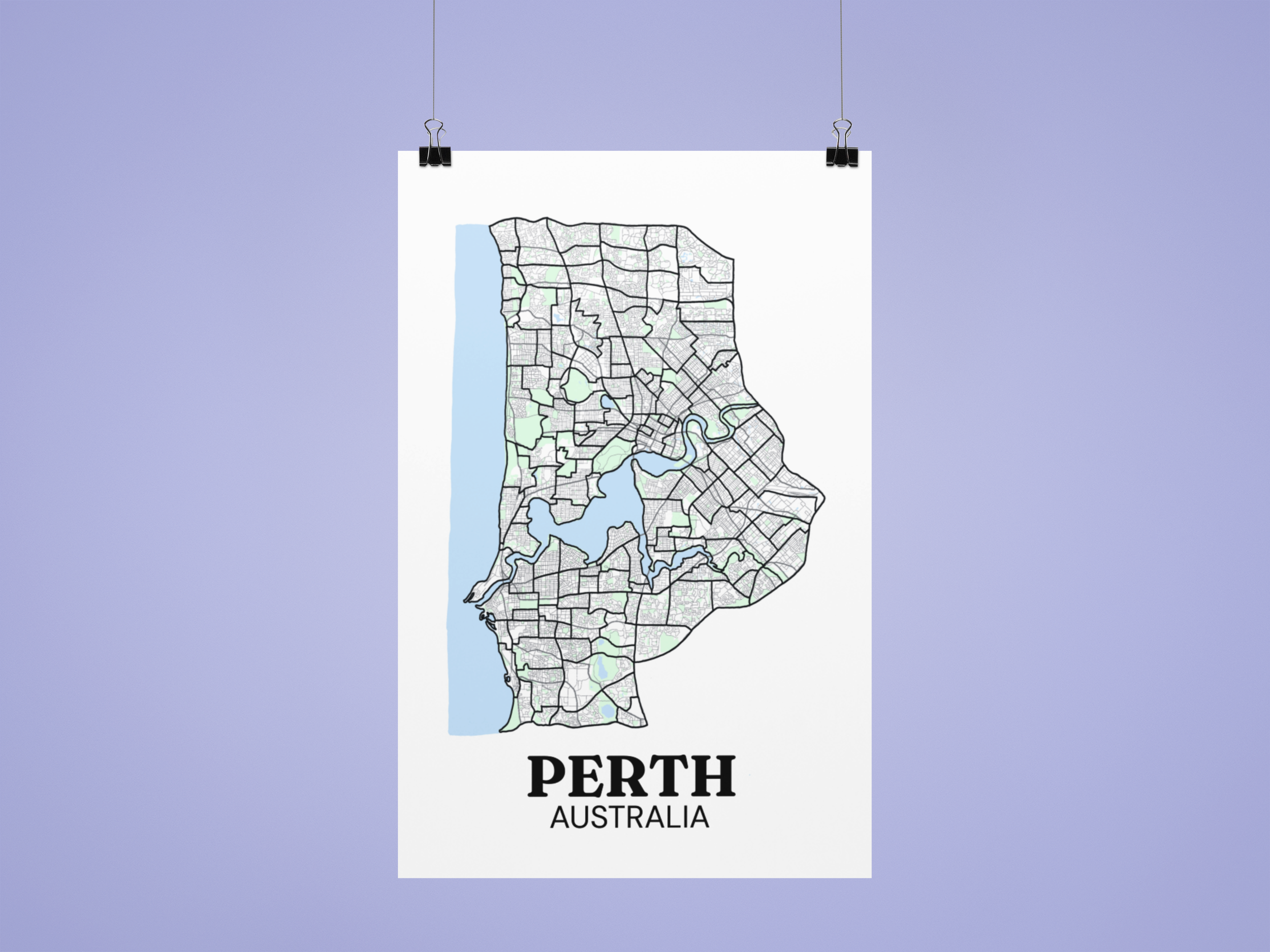 Unframed Perth Map