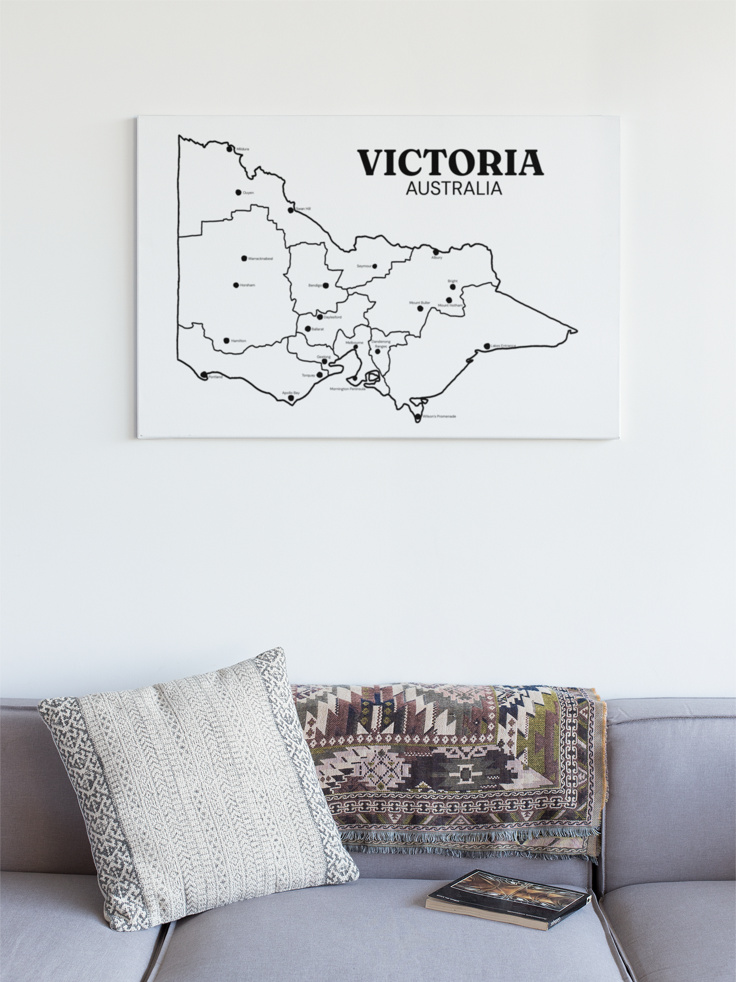 Victoria Map Canvas - Large Regions