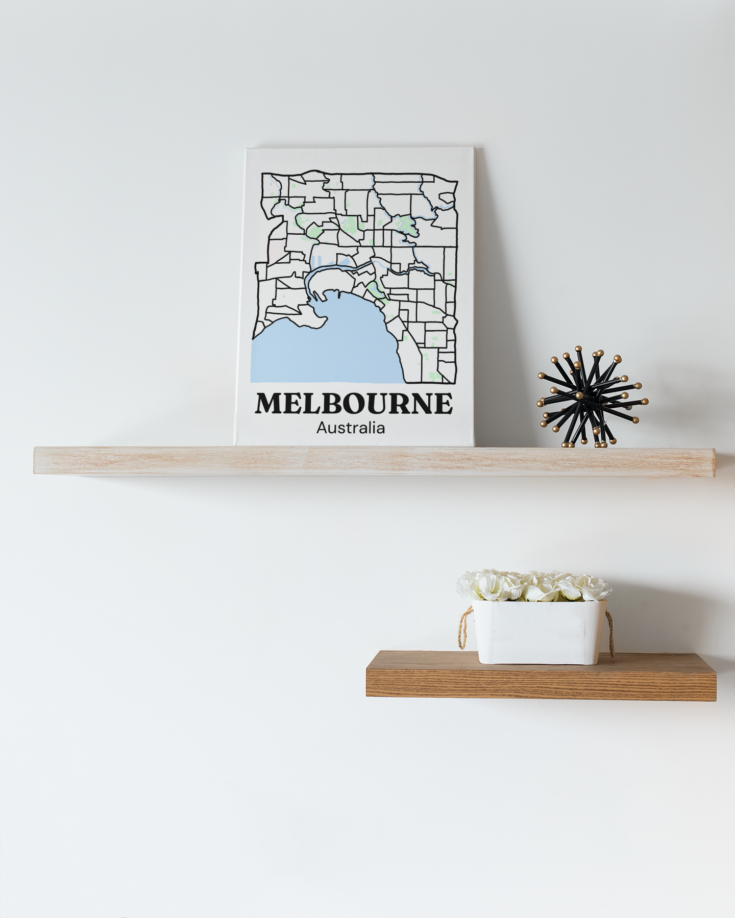 Canvas Print Melbourne City Map - Bare Inner Suburbs Edition