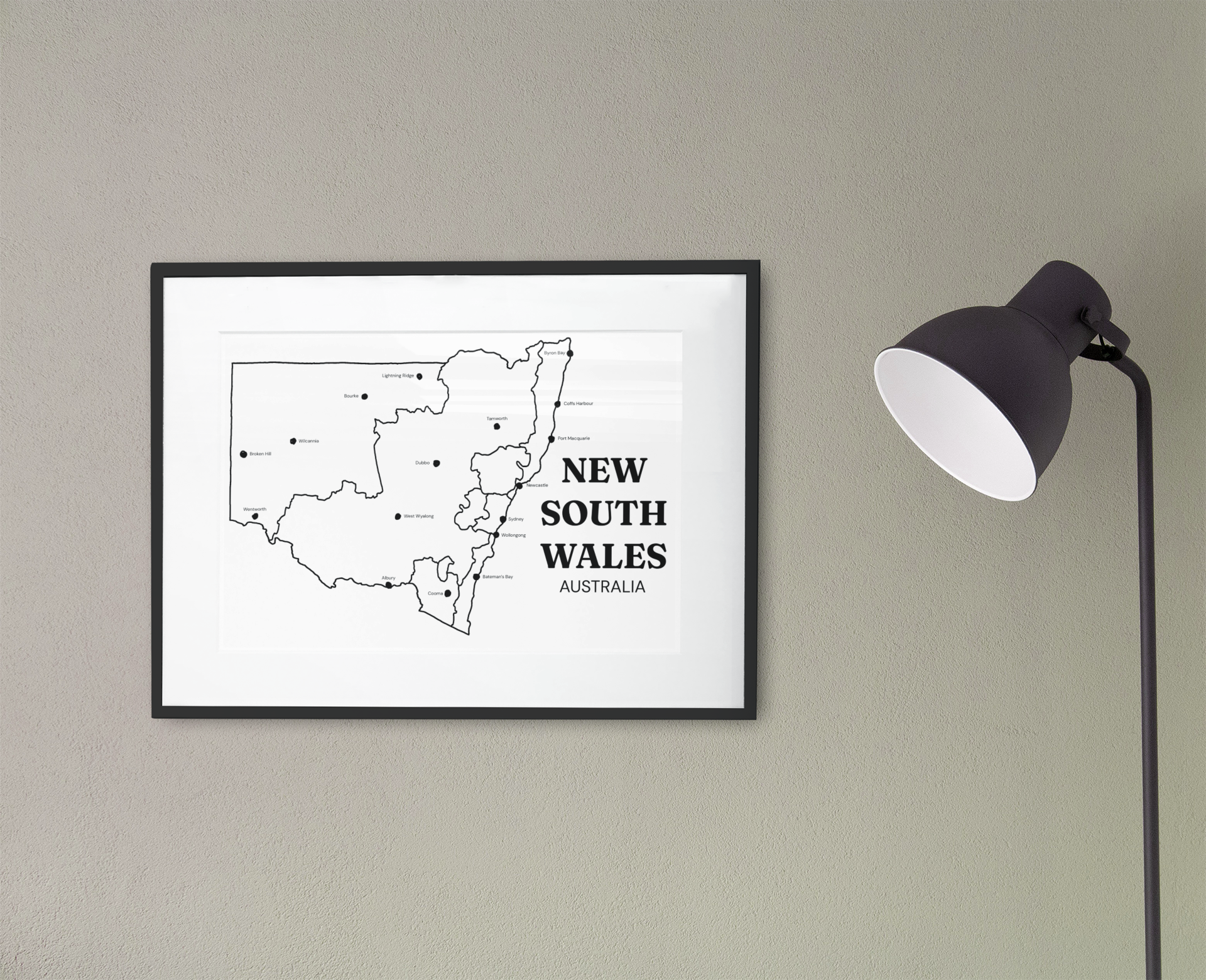 Framed New South Wales Print - Large Regions